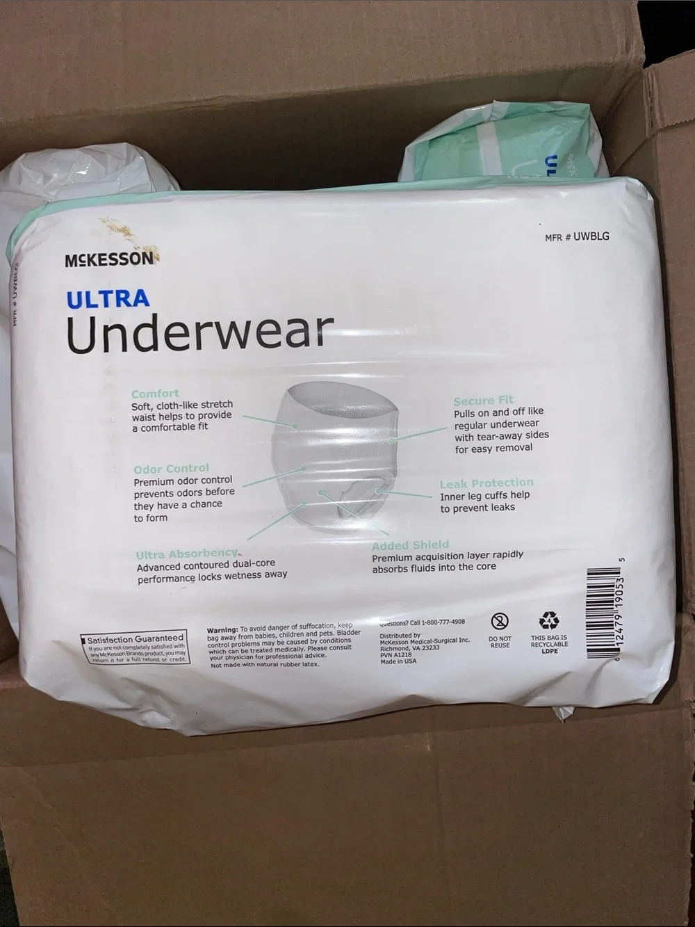 Mckesson Underwear Extra Heavy Absorbency adult diapers 3 packs of 18
